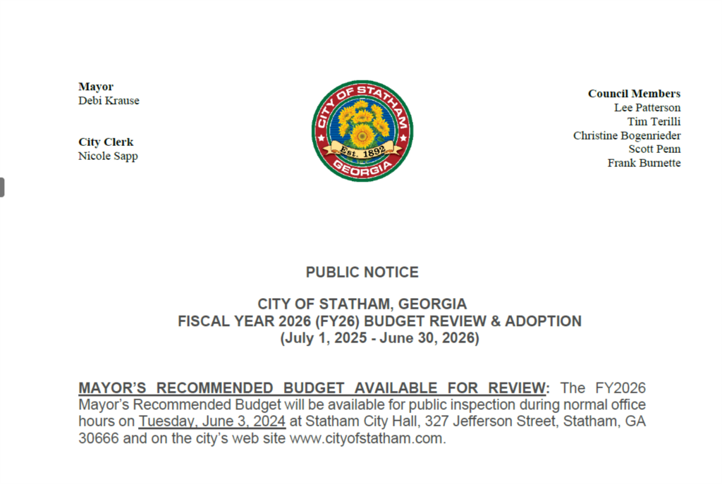 Public Notice- Mayor's Recommended FY2026 Budget Available For Review